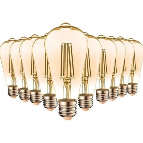 royaluxe-Lot de 10 ampoules LED E27 8W ST64 2700 K type edison température de couleur: blanc chaud 2700K (1/4)