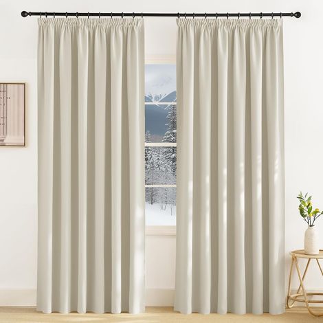Lot de 2 Rideau, Galon Fronceur, Opaque, Isolation Thermique, Polyester, Pour Salon Chambre (1/5)