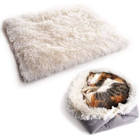 Coussin pour Chat Chien, Couverture Pliable pour Animaux de Compagnie, Couverture pour Animaux de Compagnie 2 en 1, Lavable, pour Chatons, Chiots et Petits Animaux (Blanc) (1/3)