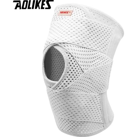 (Blanc, taille XXL) Genouillère pour soulager les douleurs au genou, soutien par compression, tissu en maille respirante, stabilisateur latéral. (1/5)