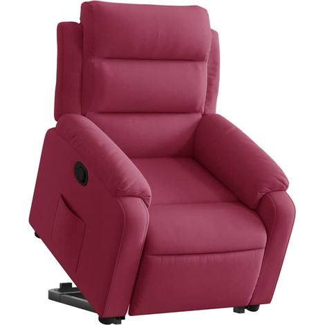 vidaXL Poltrona Alzapersona Reclinabile Rosso Vino in Velluto (1/5)