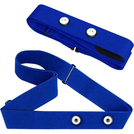 Correa de repuesto para monitor de frecuencia cardíaca, correa elástica ajustable, sensor de frecuencia cardíaca, compatible con Garmin, Polar, Wahoo, Coospo, conector de 45 mm, Bluetooth (azul). (1/5)