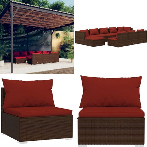 10-tlg. Garten-Lounge-Set mit Kissen Braun Poly Rattan - Garten Lounge Set - Outdoor Möbel - Rattan Gartenmöbel - Loungesessel - Garten Sofa - Home & Living (1/5)