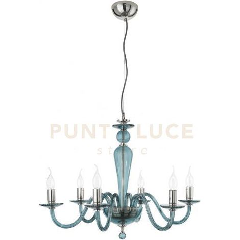 LAMPADARIO PAGANINI 6 LUCI OTTANIO CROMO ATTACCO E14 D.70CM