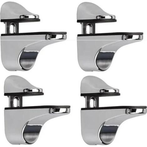 Support D'étagère en Verre Réglable, 4 Pcs Support D'étagère en Verre, Pince en Verre à Fixation Murale, Support pour Étagères en Verre, pour Tablette Verre (1/4)