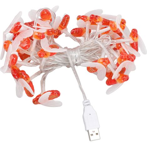 Guirlande lumineuse solaire abeilles, 3 m (9,8 pi), 30 LED, alimentation USB, étanche, décoration de Noël (1/5)