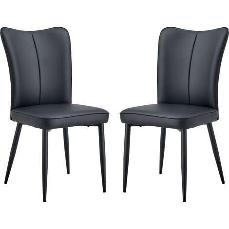 Set aus 2 schwarzen Esszimmerstühlen aus PU und Metall 89 cm MODENUIT (1/5)