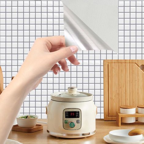 Stickers muraux décoratifs mosaïque 3D pour cuisine et salle de bain, 5 pièces, 20 x 20 cm, DJ1001 (1/5)