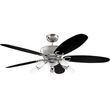 Westinghouse Lighting 72559 Arius Five-Light 132 cm ventilatore a soffitto per interni a cinque pale, finitura cromo con vetro opalino effetto ghiaccio