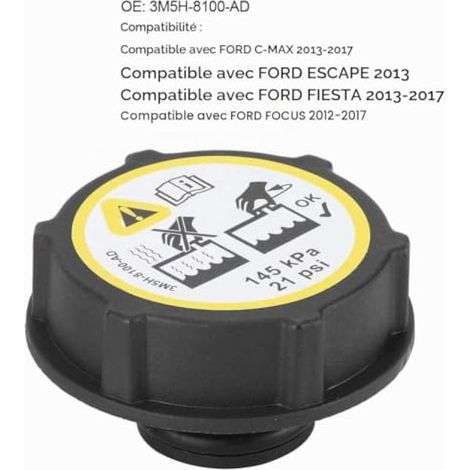 Bouchon de réservoir d'expansion de radiateur, remplacement automatique du bouchon de réservoir d'eau d'expansion de radiateur de système de refroidissement de voiture 3M5H-8100-AD (1/3)
