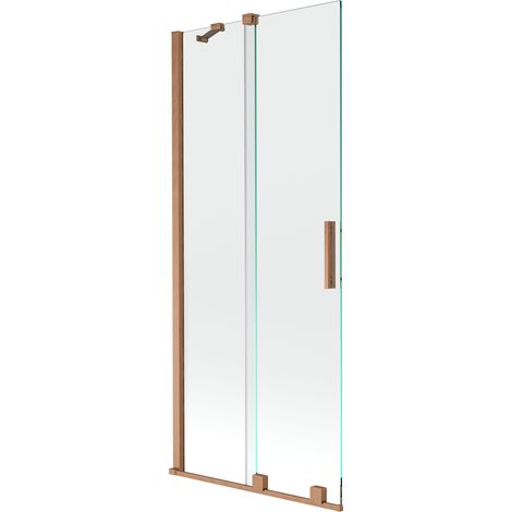 Mexen Velar paravento da vasca 2 ante scorrevoli 85 x 150 cm, trasparente, rame spazzolato - 896-085-000-01-65 (1/5)