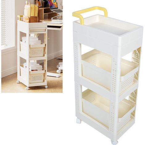 Cart de l'utilitaire Roulant à 3 Niveaux, avec Crochets de tiroir Organisateur de Stockage Multifonctionnel pour Le Bureau du Salon de la Salle de Bain (87,5 x 36,5 x 41,5 (1/5)