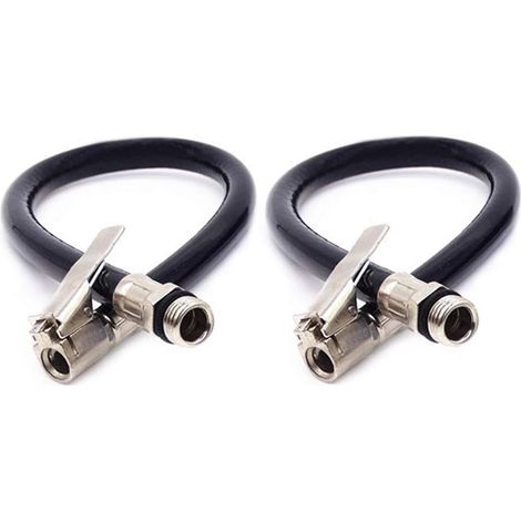 Tuyau De Gonflage - Mandrin De Valve Pour Pneu - Compatible Avec Manomètre Et Pompe À Air - En Caoutchouc Noir Résistant - 2 Pièces (1/5)