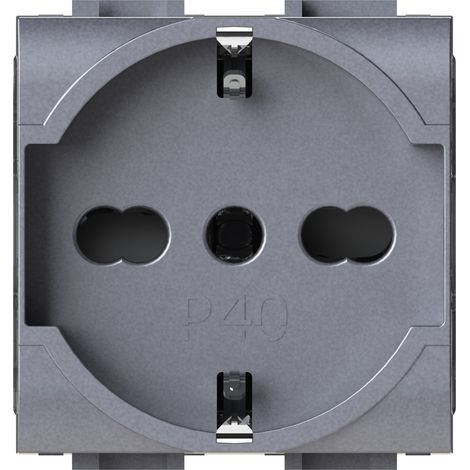 Modulo presa schuko, serie P, tech, 16A, compatibile con serie BTicino Living Light - 4Box P40 4B.NT.P40 (1/2)
