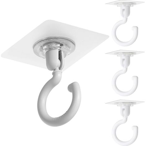 Extra starke, selbstklebende Deckenhaken – Set mit 4 selbstklebenden, transparenten Haken, ohne Bohren, wasserdicht, für Badezimmer, Küche, Büro oder Schlafzimmer.
