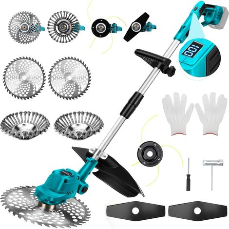 Akku-Elektro-Freischneider, kompatibel mit Makita 18V, Akku-Kantenschneider mit 4 Klingentypen, geräuscharmer Teleskopstiel, geeignet für Garten, Landwirtschaft und Rasenpflege (1/5)