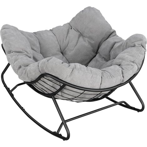 WOLTU Sedia a dondolo a forma di uovo Portata 150 kg in Ciniglia con Gambe Curve Grigio Chiaro