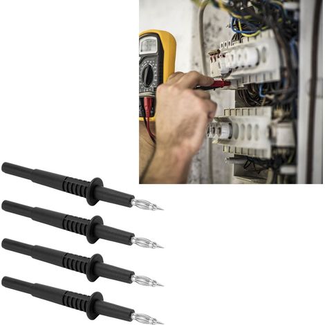 J.30017 4mm Laternenkopf-Multimeter-Testspitzen, mit 4mm Bananenstecker-Leistungsprüfer, verkauft in 4er-Packs in Schwarz. (1/5)
