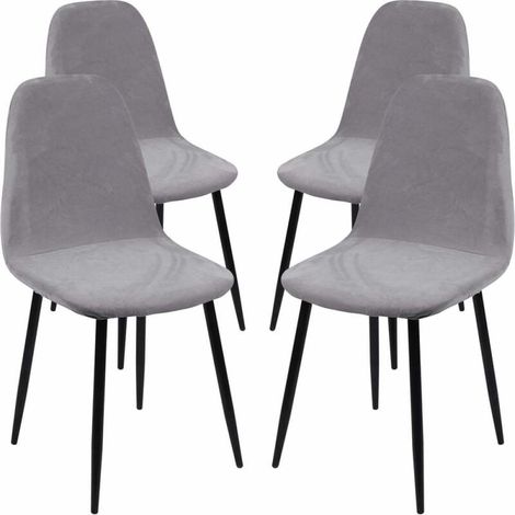 Housses de chaises scandinaves en velours, lot de 4 housses extensibles pour chaises de salle à manger, déhoussables et lavables, pour la décoration intérieure (maison, cuisine, hôtel), gris