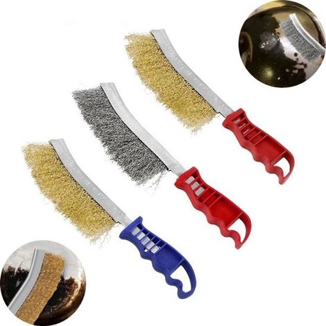 Set di 3 spazzole per la pulizia della griglia, pulitore per griglia, accessori per griglia, spazzole in acciaio per griglie e forni, strumenti di pulizia per vari tipi di griglia (per il pri (1/5)