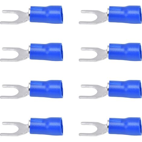 50 Pièces Embouts à Fourche Isolés U 12‑10AWG, Connecteurs de Câble à Sertir SV5.5‑6 Bleus (1/5)