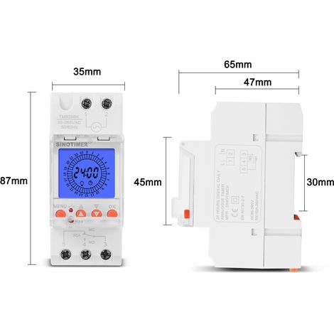 Affichage numérique LCD, horloge électronique 24 heures, 85-265V, minuterie analogique intelligente Programmable avec intervalle de 15 minutes (1/5)