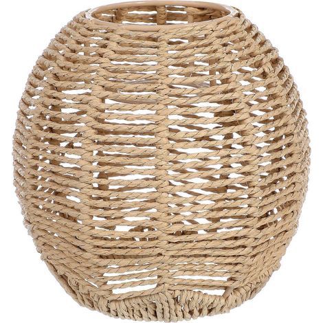Retro-Lampenschirm aus handgeflochtenem Rattan für Innenlampen – 15 x 15 cm – Khaki (1/3)