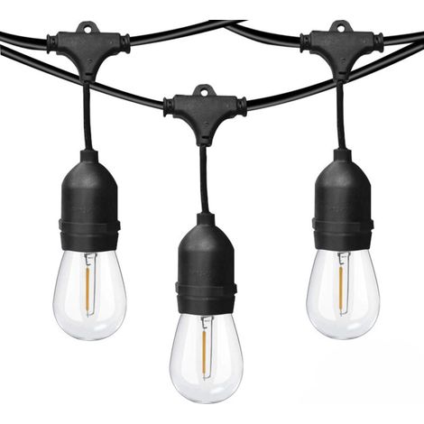 Barcelona Led – Guirlande lumineuse extérieure 11,5 mètres – 10 ampoules LED S14 2700K – IP44 pour usage extérieur – Éclairage décoratif vintage