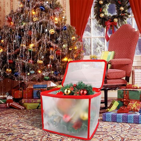Boîte de Rangement Transparente pour Guirlandes Lumineuses et Décorations de Sapin de Noël (1/5)