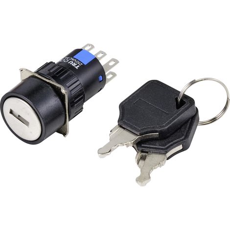 TRU COMPONENTS TC-9219060 Schlüsselschalter 250 V/AC 3 A 2 x Ein/Aus/Ein rastend/0/rastend (Ø) 18 (1/2)