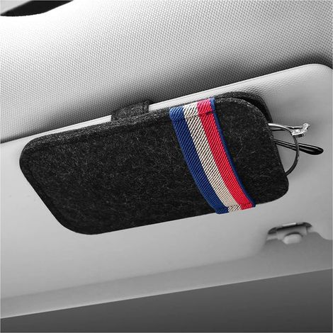 Sac de rangement pour clip de lunettes de voiture, étui pour lunettes sur pare-soleil, support pour lunettes pour voiture, accessoires de voiture universels, pour voitures, vans, SUV (noir) (1/4)
