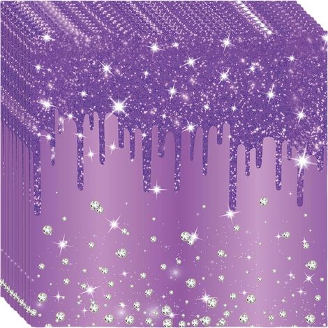 20 Pièces Serviettes en Papier Jetables,Brillant Doux Serviette Violet Vaisselle Jetable Recyclable Décoration de Table Restauration Dîner,pour Fournitures Fête de Anniversaire Mariage Noël (1/5)