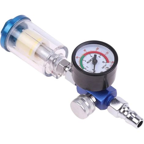 Regulateur De Pression - Filtre Déshydrateur Pour Air Comprimé - Raccord Entrée 1/4 Pouces Mâle - Sortie 1/4 Pouces Femelle - Pression De Travail 0-10 Bar - Aluminium Allié Plastique Fer - Unité Simpl (1/5)