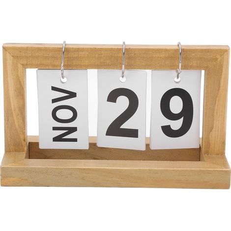 Small Desk Calendar Wood Colour Months Dates Separate Flip Charts Stylish Practical Desktop Decoration (1/5)