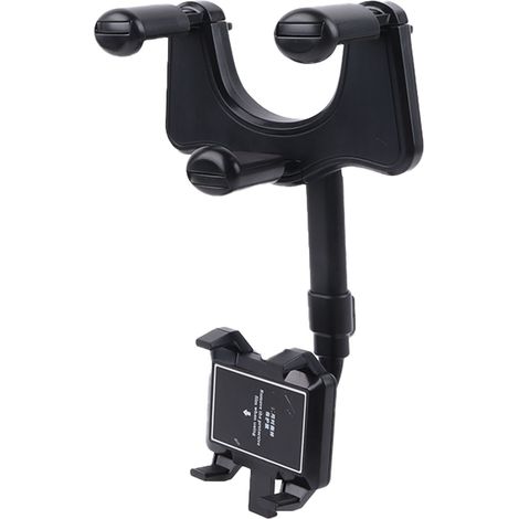 Support téléphone rétroviseur voiture orientable 360°, rotatif réglable, support rétractable multifonction pour smartphone. (1/5)