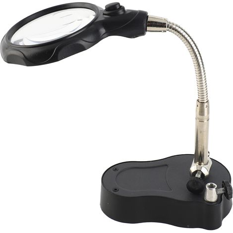 Lupa LED con iluminación integrada y brazo de montaje para la fabricación de joyas (negra) (1/5)