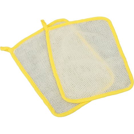 Lot de 2 gants de toilette exfoliants en nylon double face, mousse riche, friction intense, idéal pour femme, nettoyage corporel doux et efficace. (1/5)