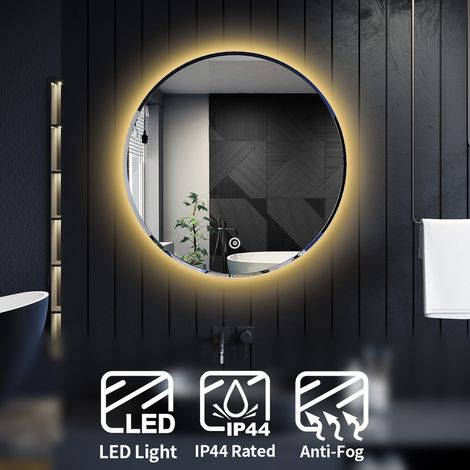 ELEGANT Ambient Light Mirror Round Bathroom Mirror 600x600mm Mirror with Demister (1/5)