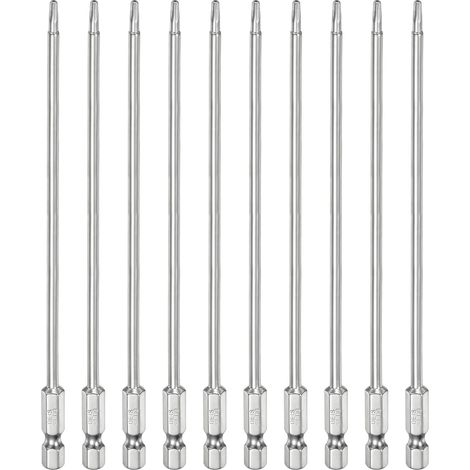 10Pcs T10 Embout Tournevis Torx 1/4" Hex Shank Longueur 6" (150mm) (1/5)
