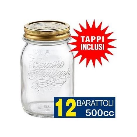 12 BARATTOLI 500 CC BORMIOLI VASO PER CONSERVE CON 12 TAPPI INCLUSI