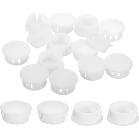 18Pcs Bouchon de Trou en Nylon, 19.5-20mm Diamètre de Trou Bouchon d'étanchéité Rond Souple et Flexible de Verrouillage Bouchons en Caoutchouc pour Bouteille, Tuyau, Cuisine, Blanc (1/5)