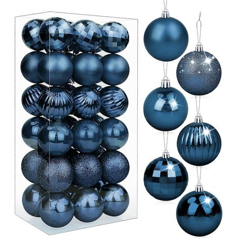 Boules de Noël, 36 pièces de 4 cm, boules à suspendre pour sapin de Noël, décorations de mariage et de fêtes, bleues (1/5)