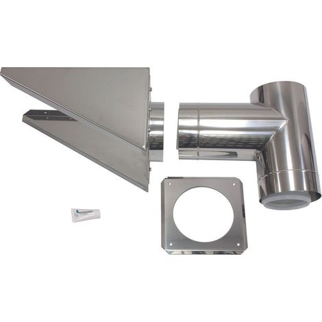Vaillant Conexión de pared exterior DN 225/160 Acero inoxidable para sistema de gases de escape fachada DN 160, 0020095573
