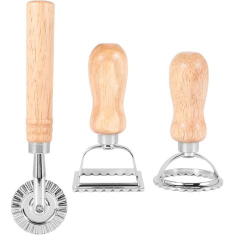 Set mit 3 Nudelhölzern aus Edelstahl – Schneidet und verschließt Ravioli und dekorative Pasta, spülmaschinenfest (1/5)