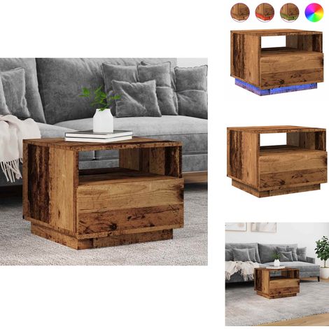Table basse avec lumières LED vieux bois 50x49x40 cm - Table Basse - Tables Basses - Table D'appoint - Bout De Canapé (1/5)