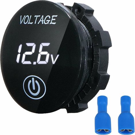 Voltmètre numérique voltmètre écran tactile de voiture interrupteur d'alimentation voltmètre modifié marque d'alimentation tactile peut allumer le voyant de voiture et de moto général D7-lumière blanc (1/4)