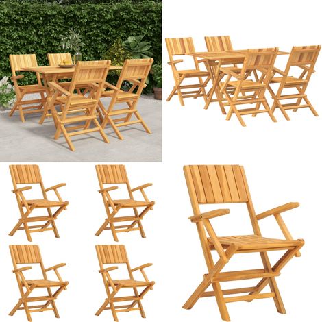 5-tlg. Garten-Essgruppe Massivholz Teak - Holztisch - Gartentisch - Essgruppe - Gartenmöbelset - Teakholz - Home & Living (1/5)