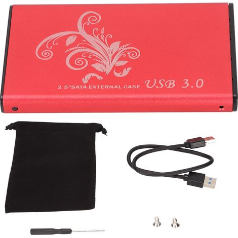 Boîtier Disque Dur 4 To 2.5 Pouces Transmission 5 Gbps USB 3.0 Aluminium Alliage Enceinte HDD Plug and Play pour PC Portable Bureau Rouge (1/5)