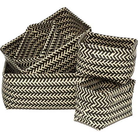 Premier Housewares Black/White Woven Storage Baskets (1/5)