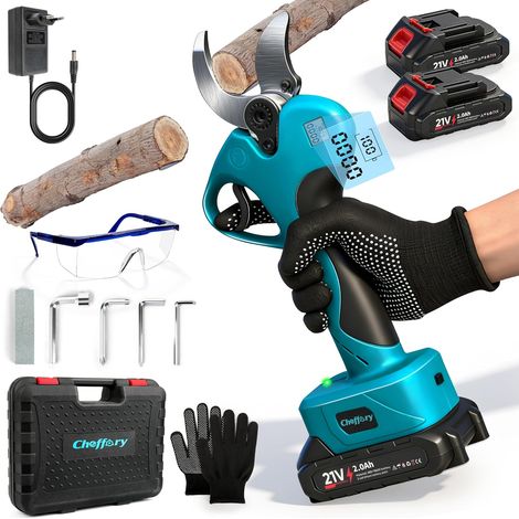 Secateur Electrique Sans Fil, 60mm Sécateur à Batterie avec Lames Sharp SK5 800W Moteur Sans Balais Écran LCD, Coupe Branche Electrique pour Jardin Verger Ferme (Avec Batterie) (1/5)